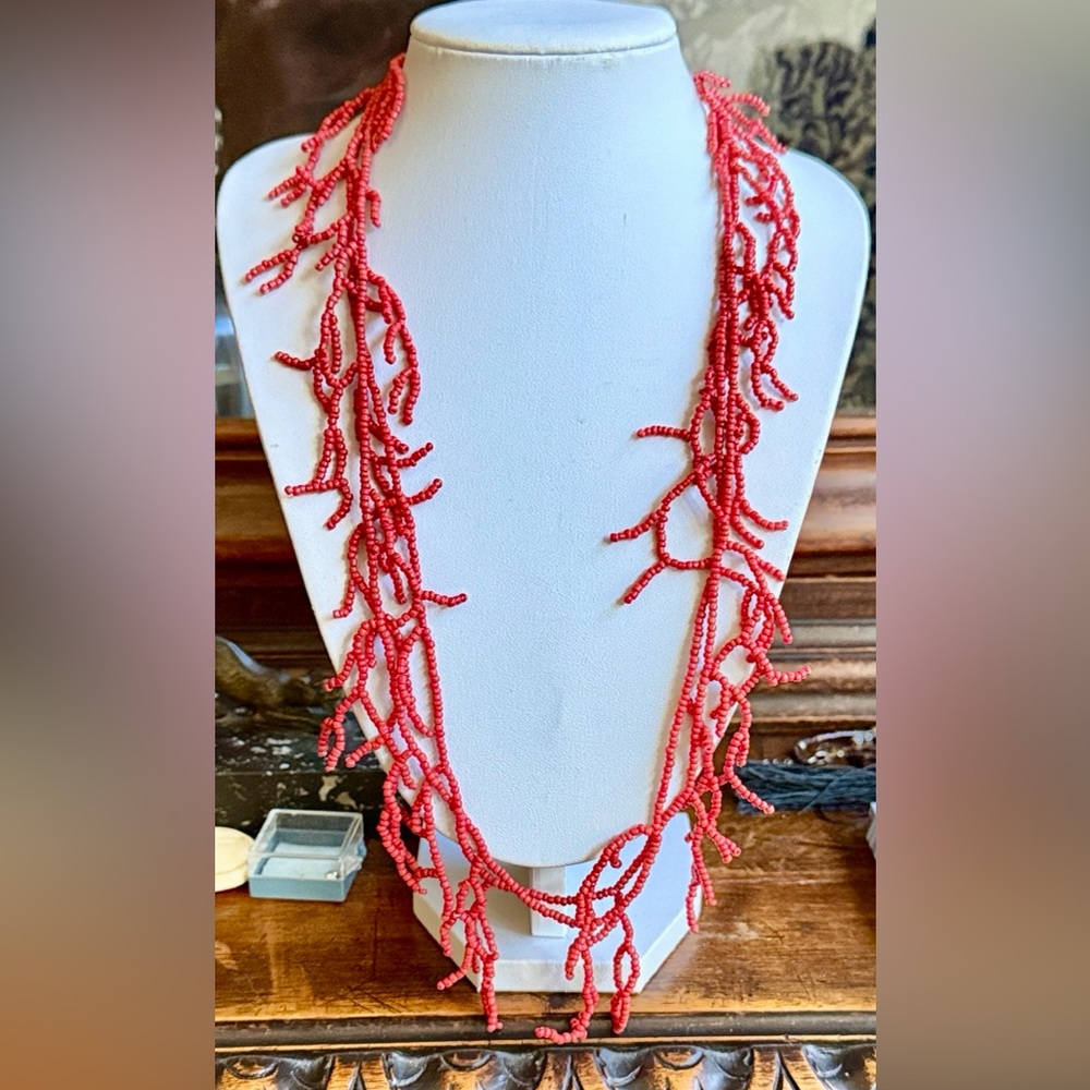 Estate Red Coral-Multi-Strand 48”Beaded Necklace